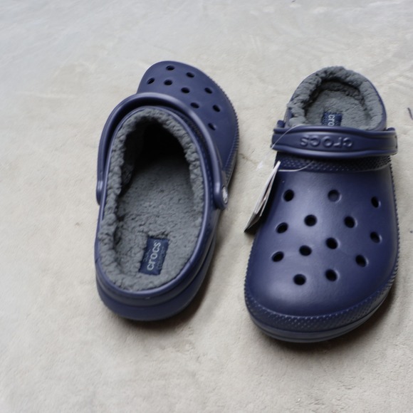 Crocs Men 12 Clog Blue Classic Lined Fleece Light Comfort Slip On Indoor NEW main image 8
